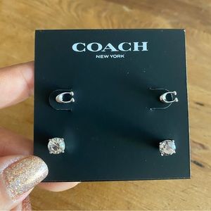 Coach Silver Signature C Stud Earring Set